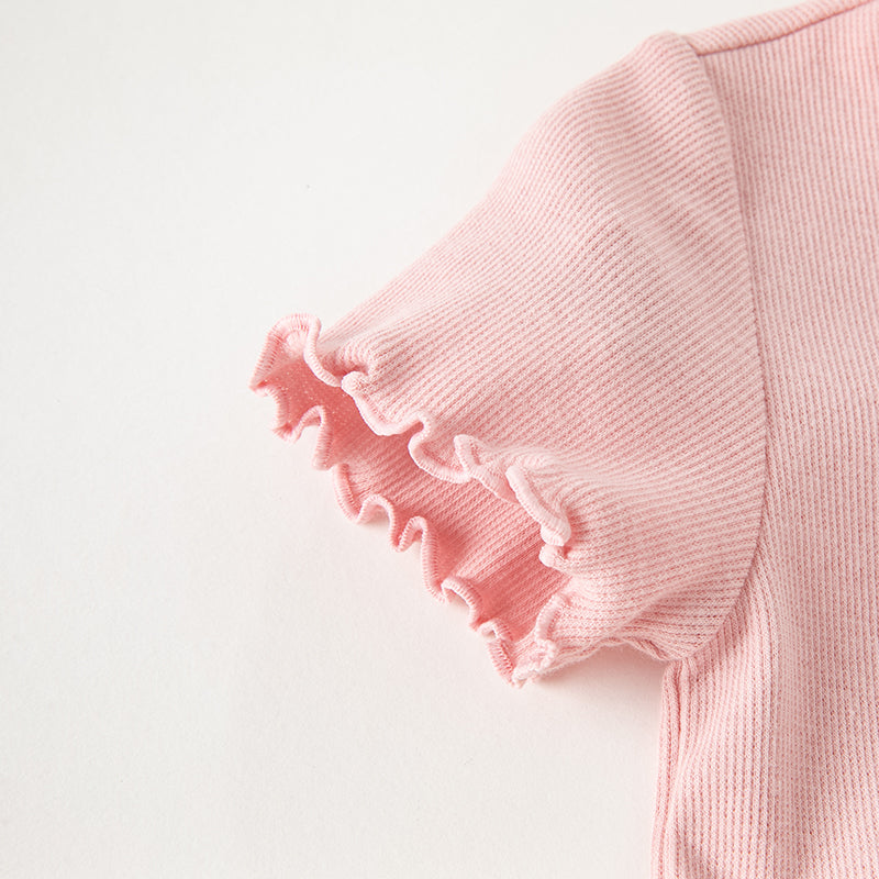 فستان شبكي بناتي لصيف بتصميم طائر البجعة الوردي مع طبعة