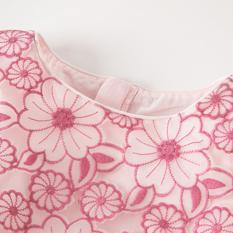 فستان حفلة عيد ميلاد شبكي بدون أكمام للفتيات في الصيف باللون بنفسجي غباري