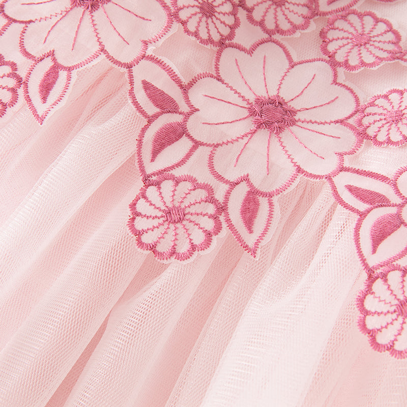 فستان حفلة عيد ميلاد شبكي بدون أكمام للفتيات في الصيف باللون بنفسجي غباري