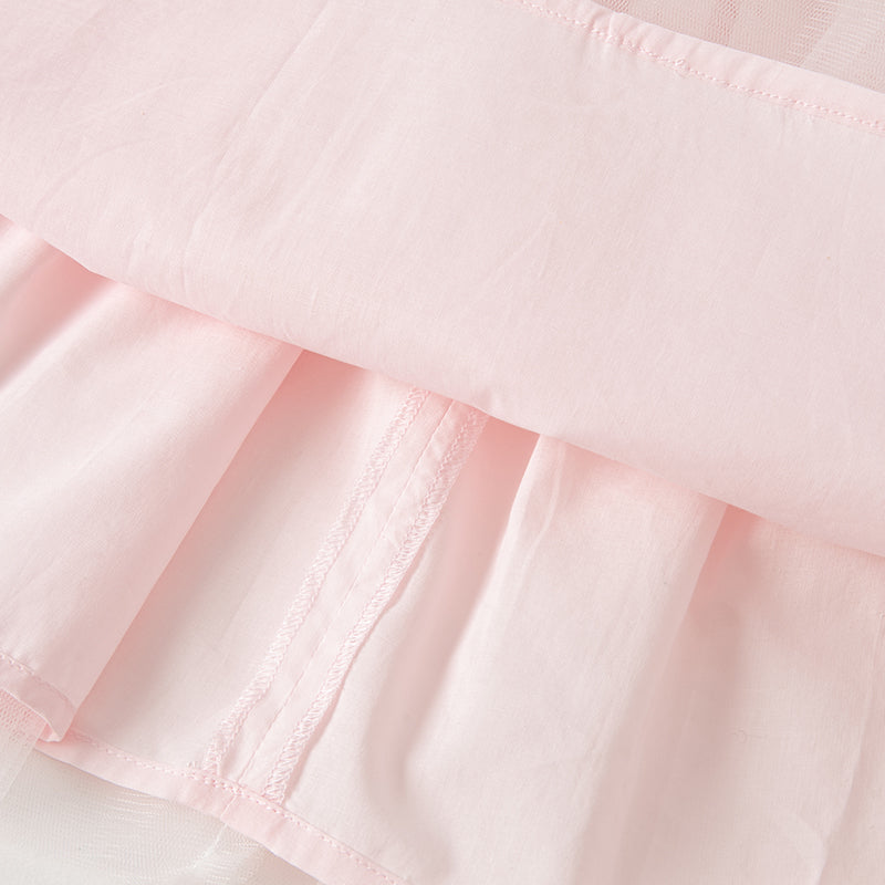 فستان حفلة عيد ميلاد شبكي بدون أكمام للفتيات في الصيف باللون بنفسجي غباري