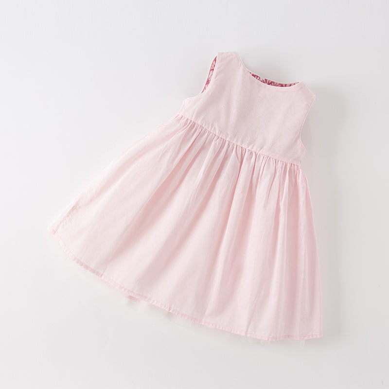 فستان حفلة عيد ميلاد شبكي بدون أكمام للفتيات في الصيف باللون بنفسجي غباري