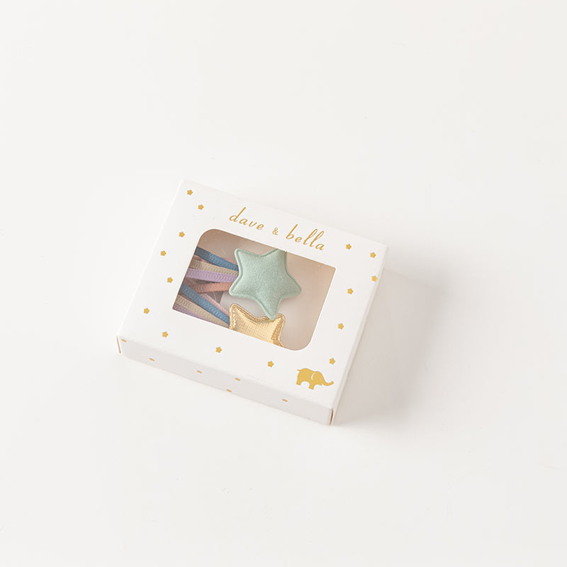 طقم مشابك شعر للبنات الصغيرات – 3 تصاميم (قوس / نجوم / وردي وبنفسجي متعدد الألوان)، إكسسوارات شعر من القماش مع لمسات لامعة للأطفال