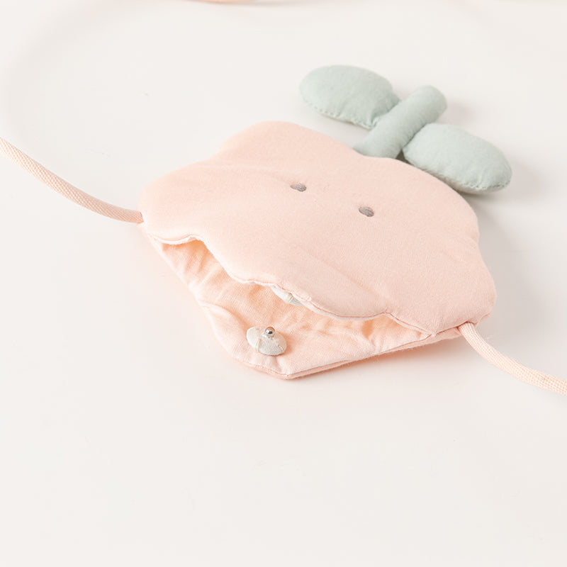 فستان صيفي للبنات الصغيرات من التول باللون الوردي الفاتح بتصميم لطيف (يشمل حقيبة كروس)