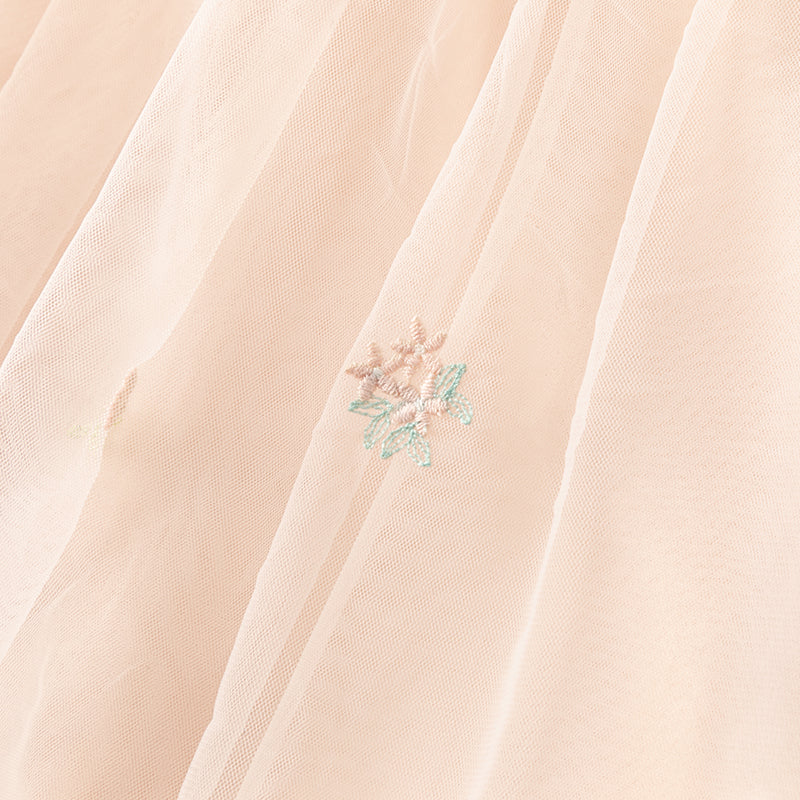 فستان صيفي للبنات الصغيرات من التول باللون الوردي الفاتح بتصميم لطيف (يشمل حقيبة كروس)