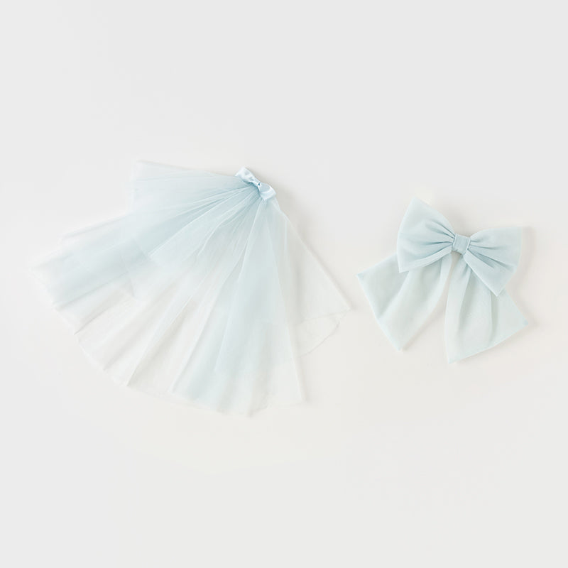 فستان بنات صيفي من التول باللون الأزرق الجليدي تصميم أميري أنيق