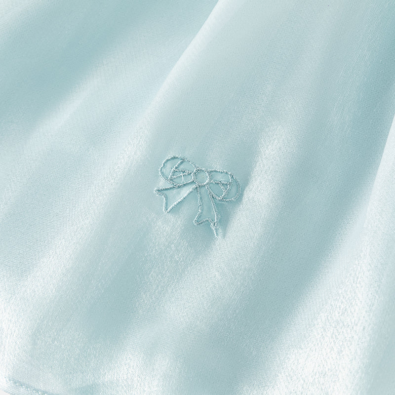 فستان بنات صيفي من التول باللون الأزرق الجليدي تصميم أميري أنيق