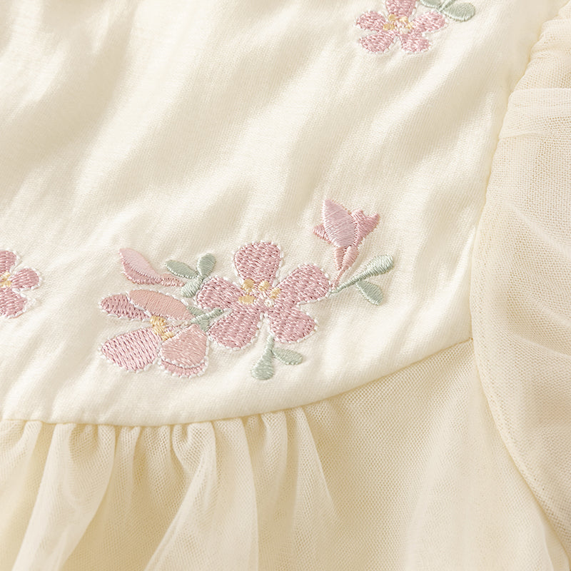 فستان بنات صيفي من التول باللون الأصفر الزجاجي بأسلوب صيني عصري (يشمل حقيبة كروس)