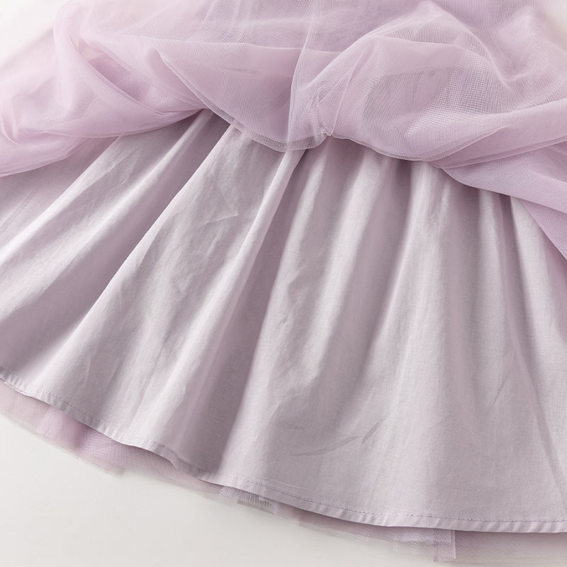 فستان صيفي للبنات الصغيرات من التول باللون البنفسجي مزين بفراشات