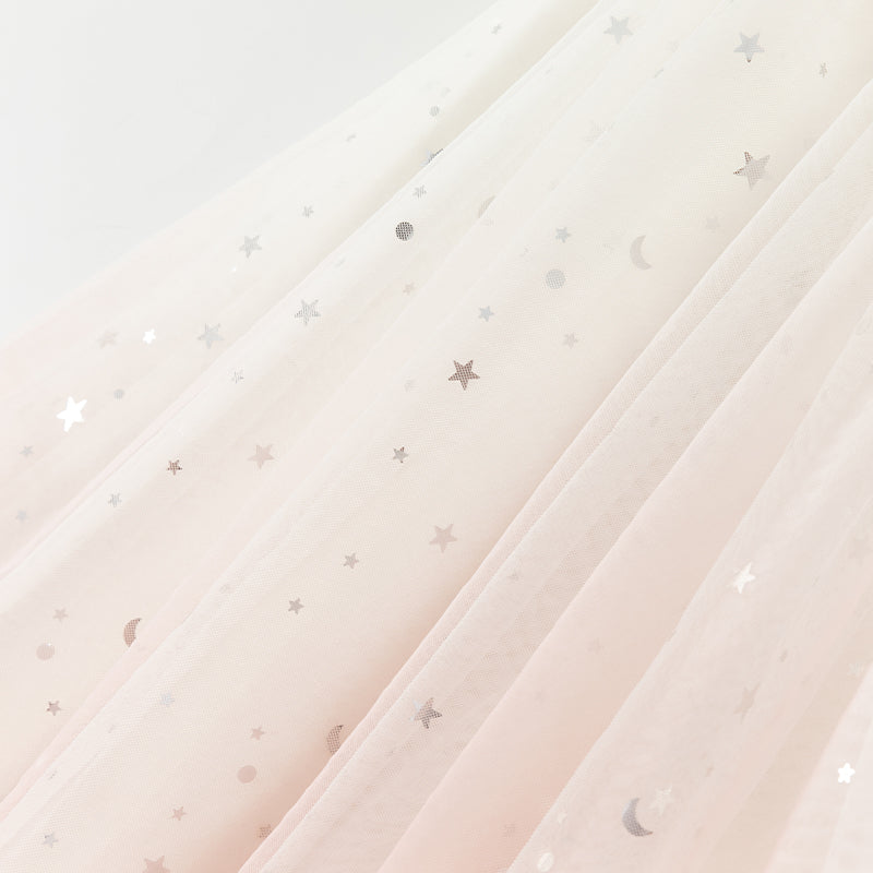 فستان صيفي للبنات الصغيرات بدون أكمام من التول الوردي المتدرج مزين بترتر متلألئ