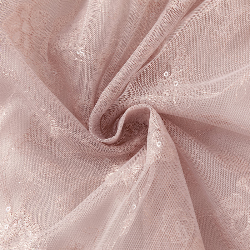 فستان صيفي للبنات الصغيرات من التول باللون الوردي مع تطريز زهور فاخر