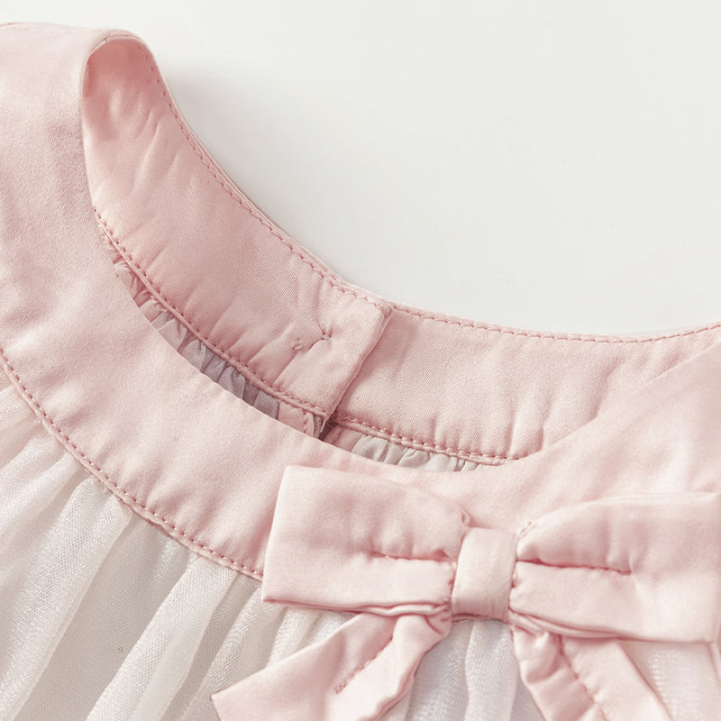 فستان صيفي للبنات الصغيرات من التول الوردي مزين بنجوم من الترتر