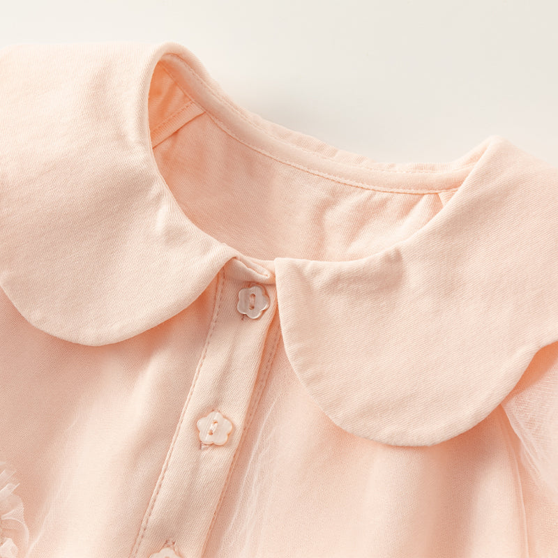 فستان بنات صيفي من التول باللون الوردي بتصميم لطيف