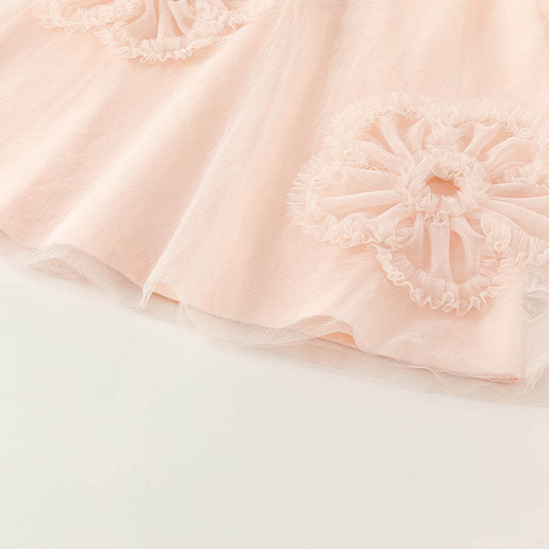 فستان بنات صيفي من التول باللون الوردي بتصميم لطيف