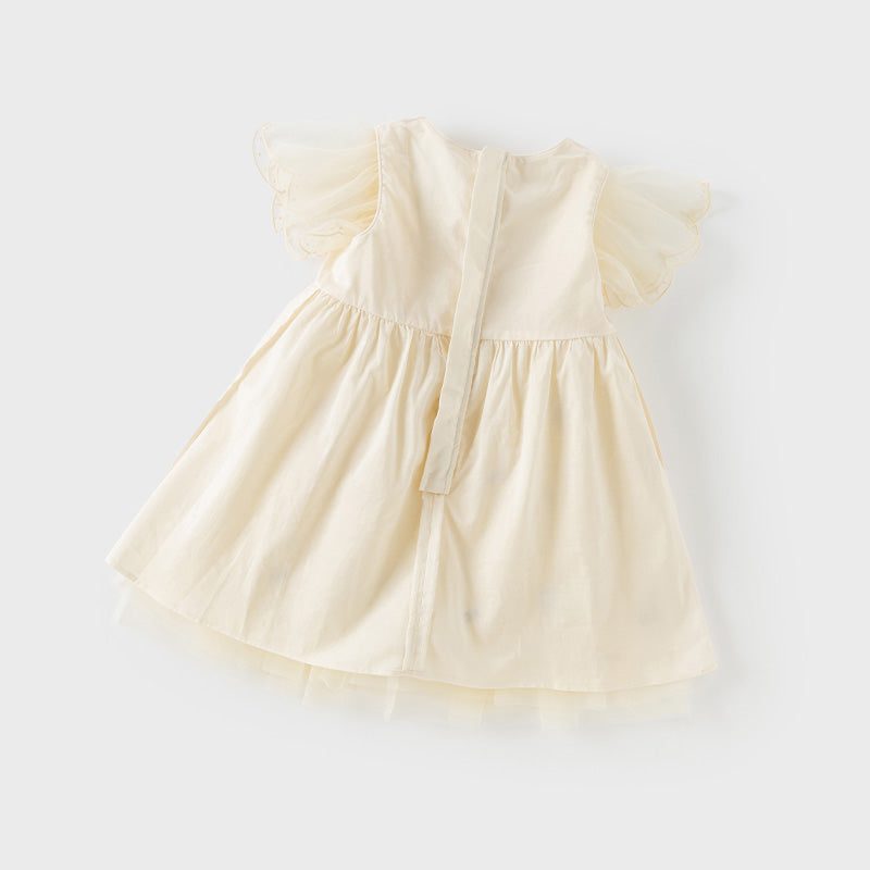 فساتين أميرات صيفية مطرزة باللون الأصفر للبنات الصغيرات