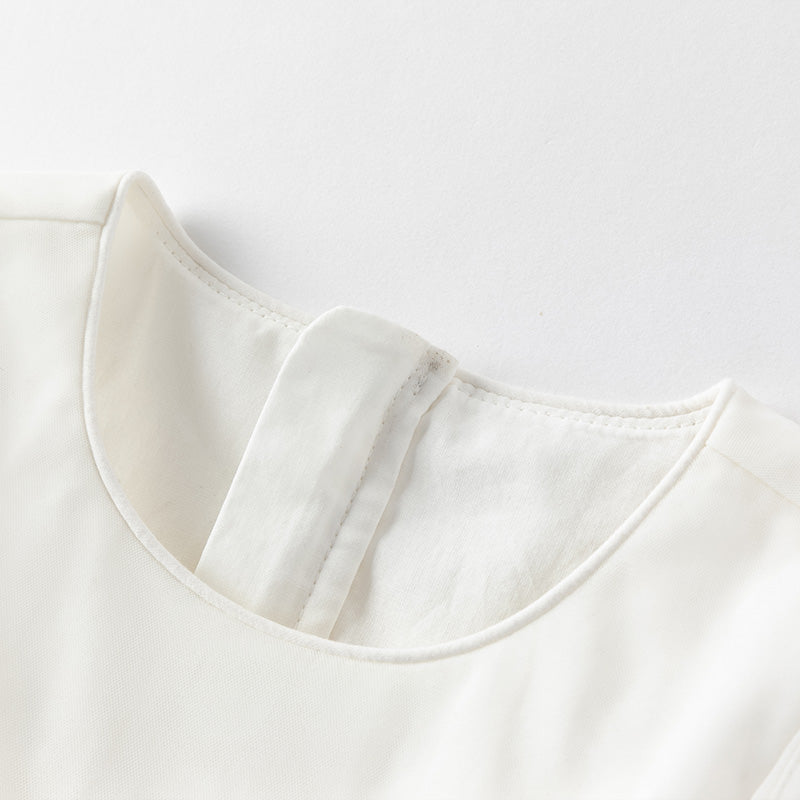 فستان شبكي مزخرف بتطريز الزهور للبنات لصيف باللون الأبيض