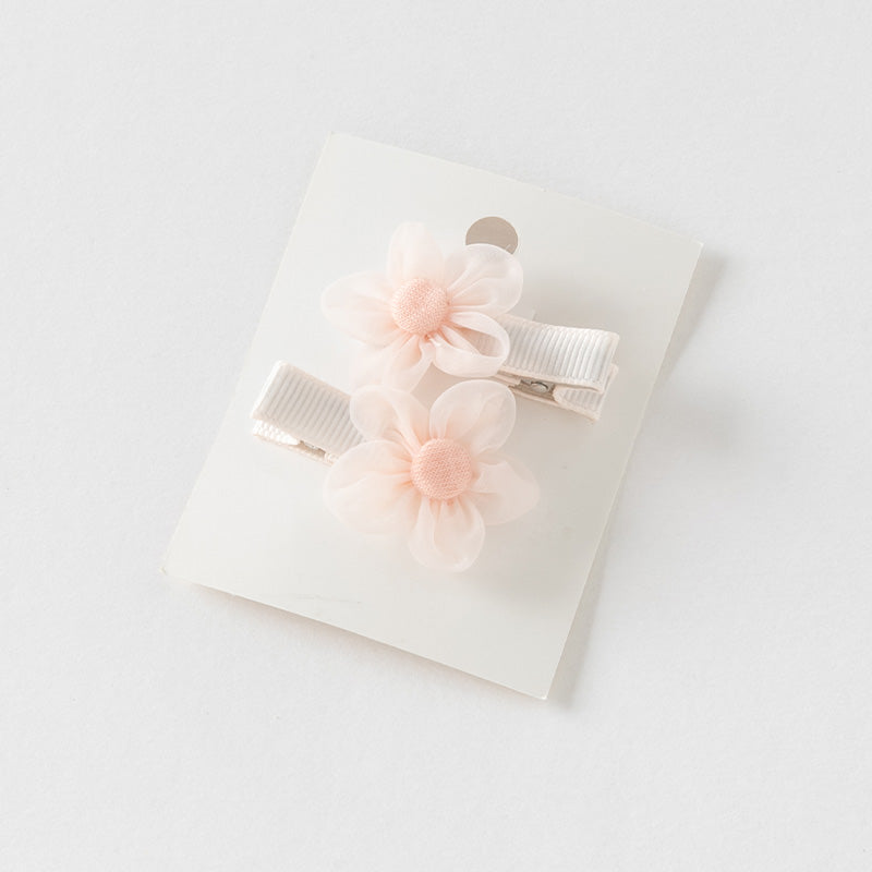 طقم مشابك شعر بناتي من الزهور الشفافة باللون الوردي للأطفال