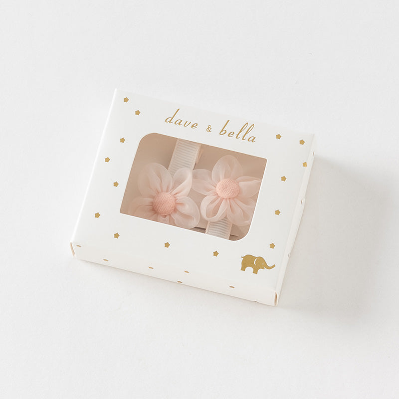 طقم مشابك شعر بناتي من الزهور الشفافة باللون الوردي للأطفال