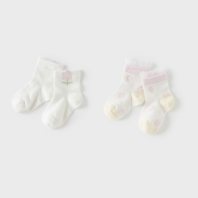 جوارب أطفال بنات صيفية خفيفة، قابلة للتنفس، مطاطية ولطيفة / شراب طويل للأطفال البنات