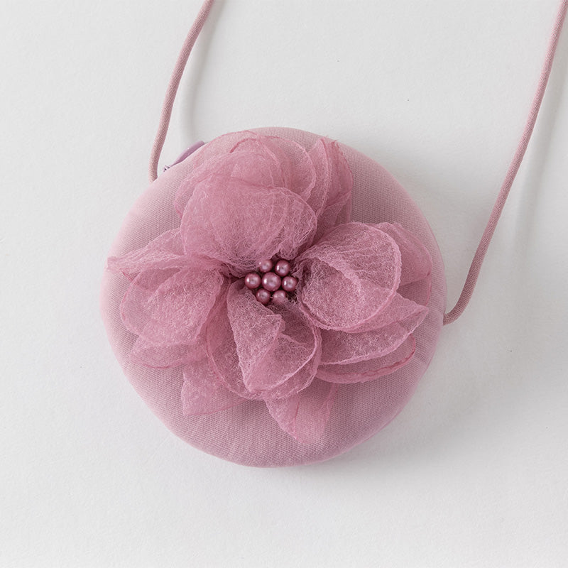 فستان صيفي للبنات الصغيرات من التول باللون بنفسجي غباري بأكمام مزخرفة متطايرة (يشمل حقيبة كروس)