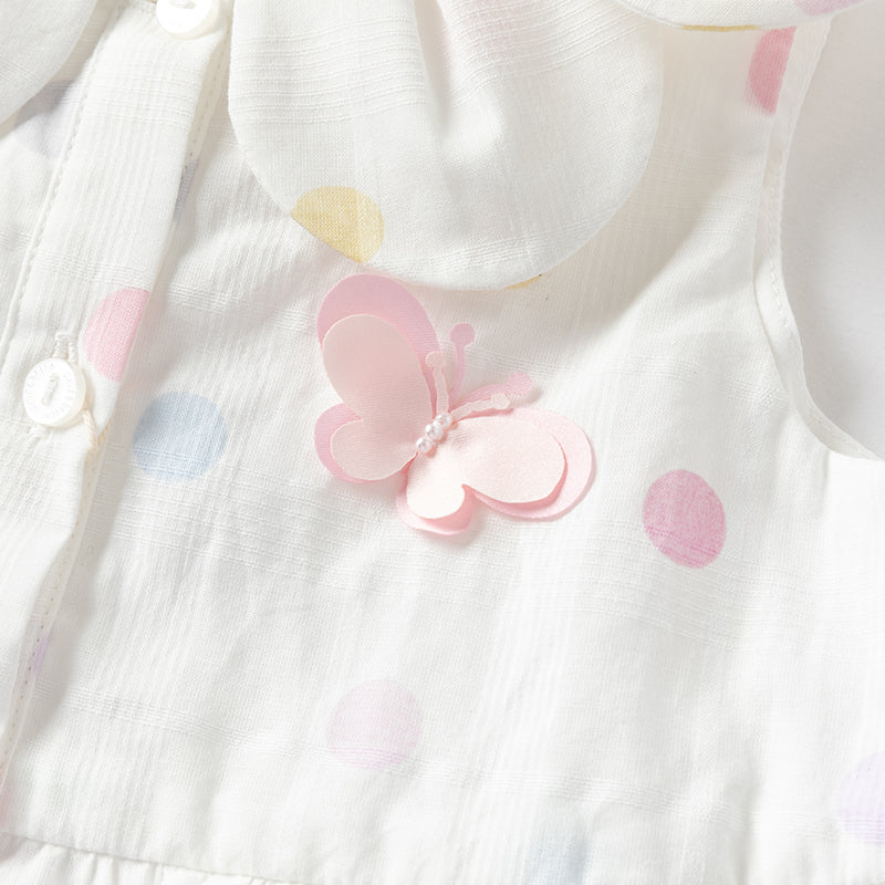 فستان بنات صيفي بدون أكمام من القطن بنقوش ملونة، بتصميم تنورة متعددة الطبقات