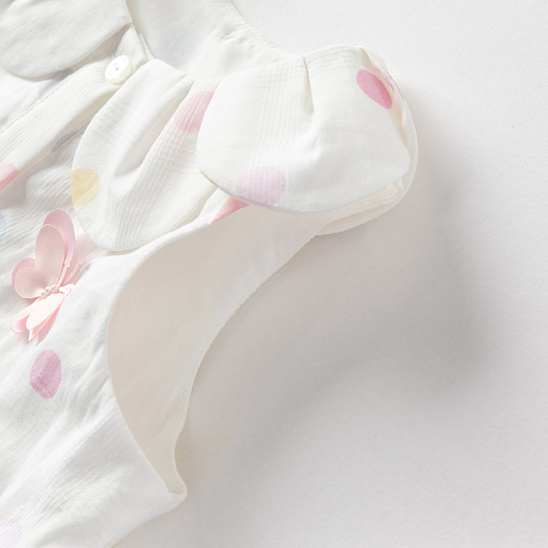 فستان بنات صيفي بدون أكمام من القطن بنقوش ملونة، بتصميم تنورة متعددة الطبقات