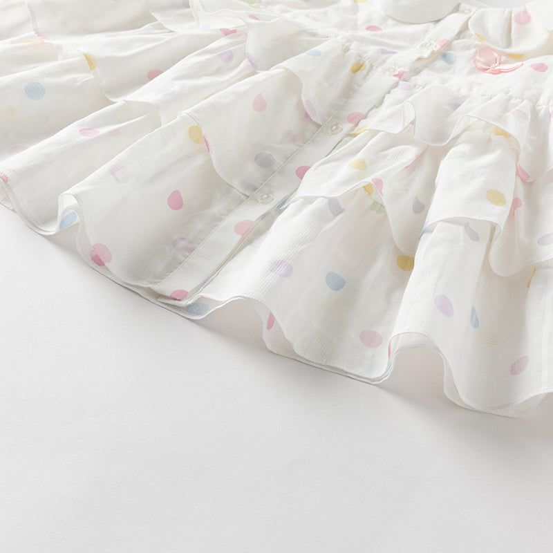 فستان بنات صيفي بدون أكمام من القطن بنقوش ملونة، بتصميم تنورة متعددة الطبقات