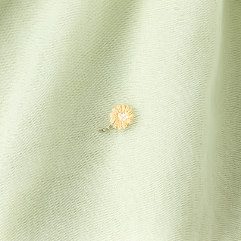 فستان بنات صيفي من التول باللون الأخضر الفاصولياء بأسلوب صيني عصري (يشمل حقيبة كروس)