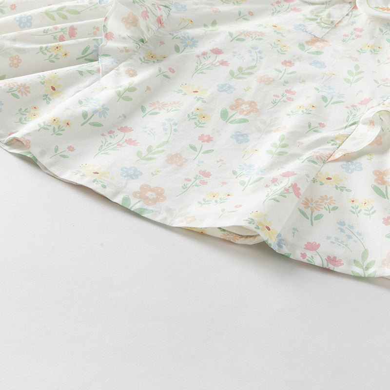 فستان بنات صيفي بدون أكمام من القطن الخالص بطباعة زهرية