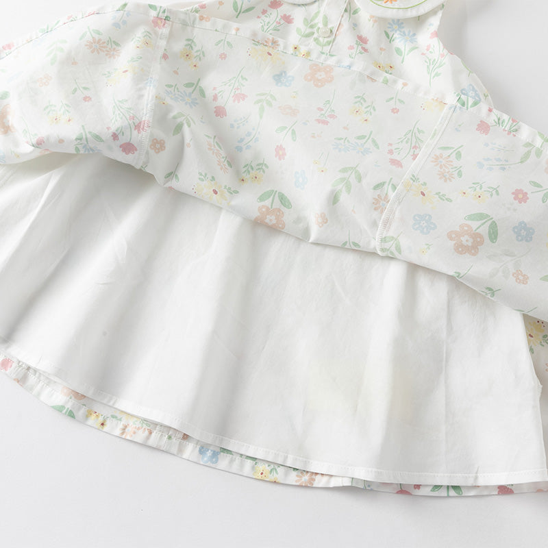 فستان بنات صيفي بدون أكمام من القطن الخالص بطباعة زهرية