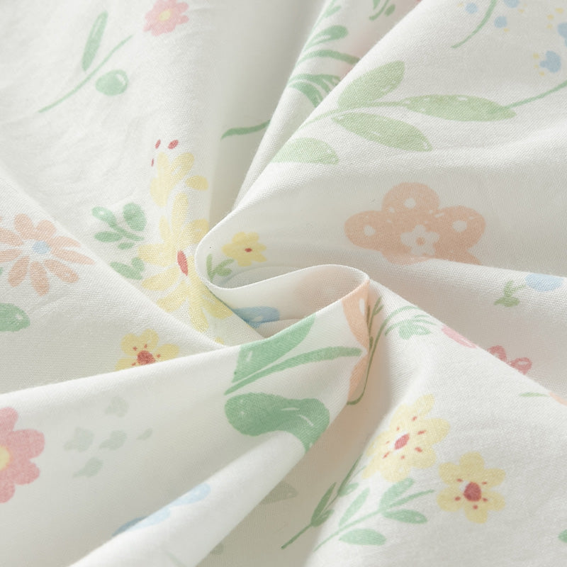 فستان بنات صيفي بدون أكمام من القطن الخالص بطباعة زهرية