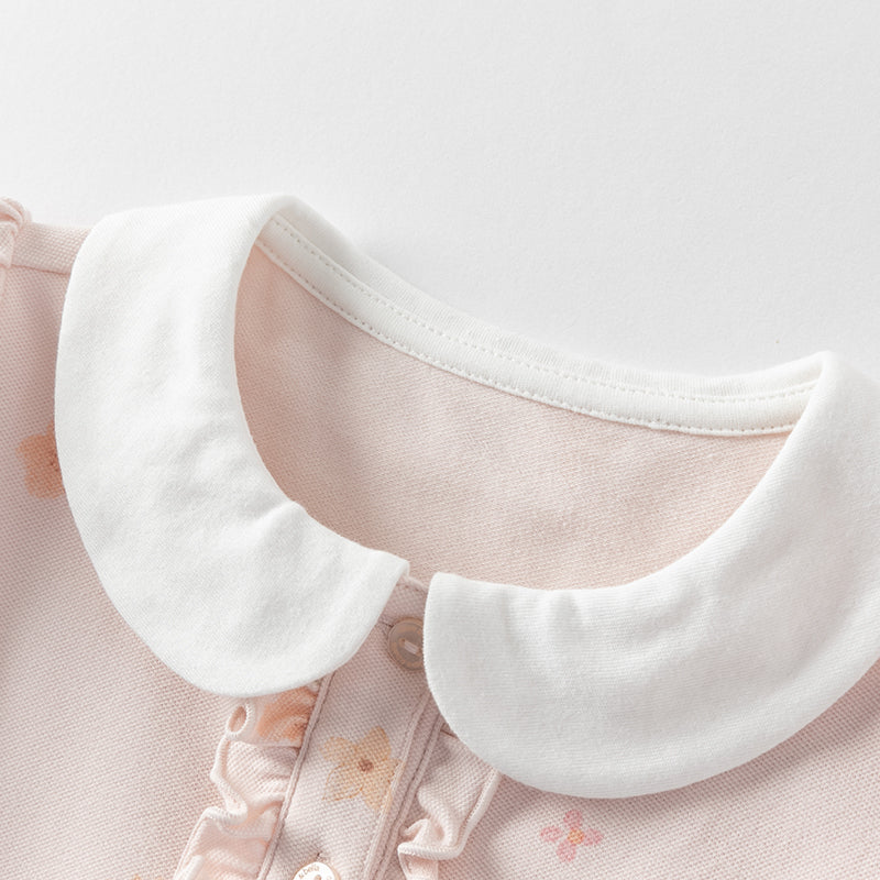 فستان بنات صيفي قطني بطبعة وردية، أسلوب لطيف