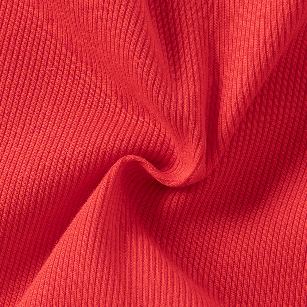 فستان بنات بأكمام طويلة من القماش المحبوك باللون الأحمر الداكن مع تنورة تول بنقاط على شكل قلوب