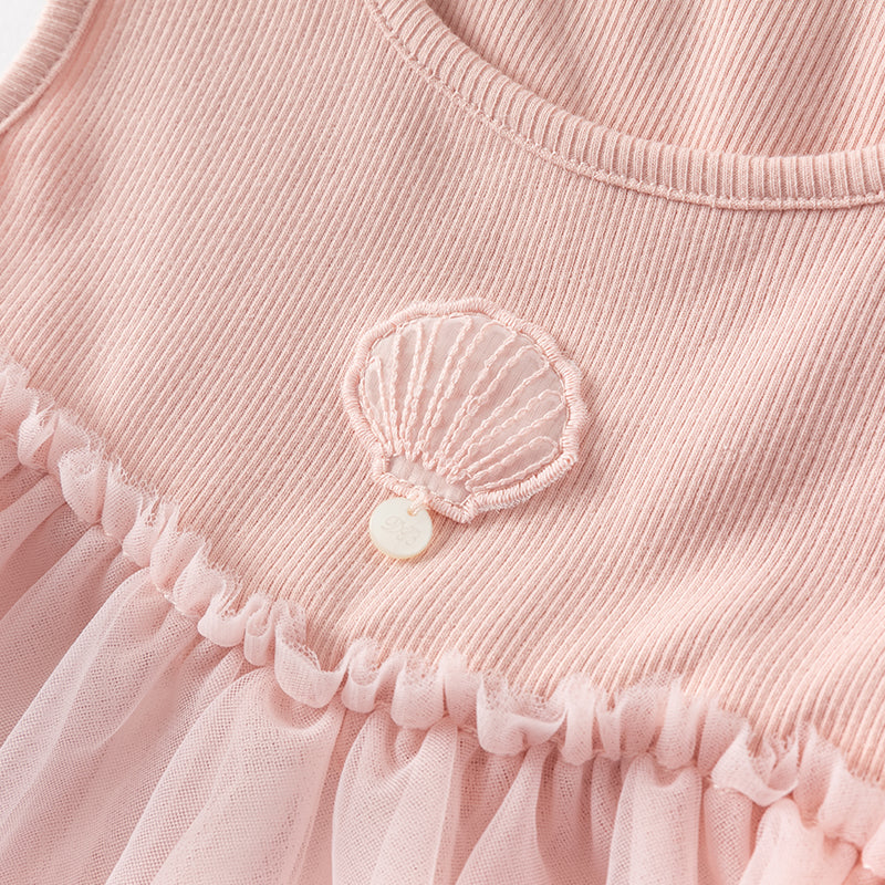 فستان صيفي للبنات من التول الوردي بتصميم أميرة أنيق