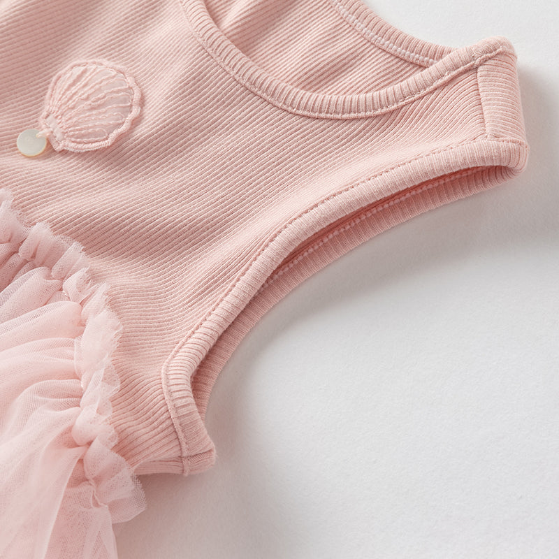 فستان صيفي للبنات من التول الوردي بتصميم أميرة أنيق