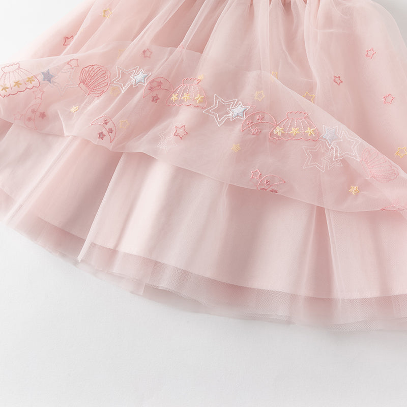 فستان صيفي للبنات من التول الوردي بتصميم أميرة أنيق