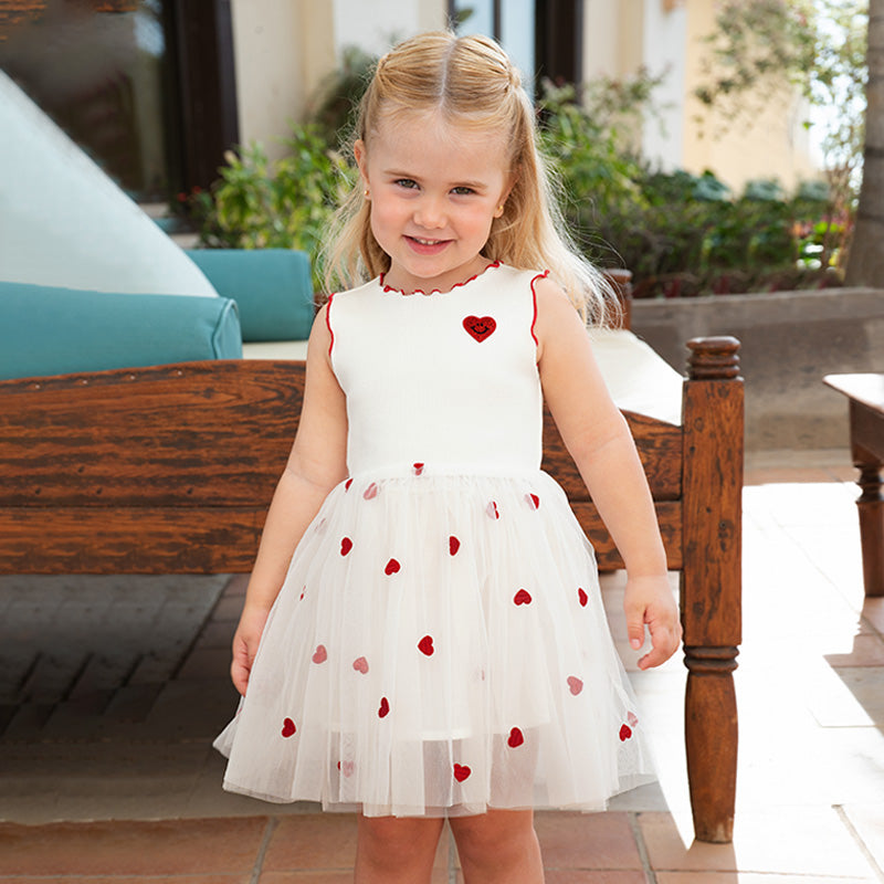 فستان شبكي أبيض بدون أكمام للفتيات للصيف