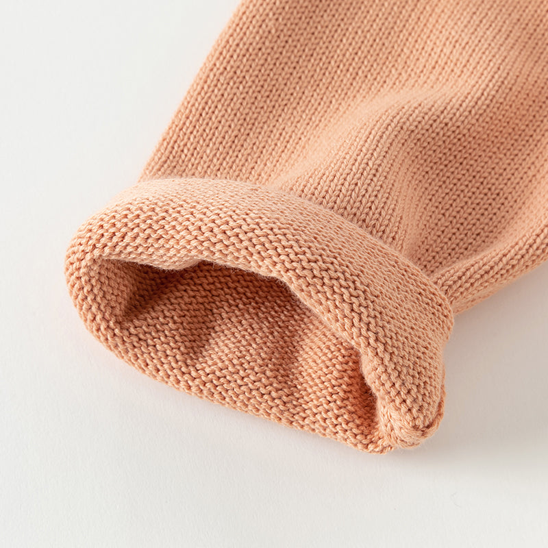 فستان بنات طويل الأكمام من قماش محبوك باللون الوردي البرتقالي مع تنورة تول بأسلوب أميرة