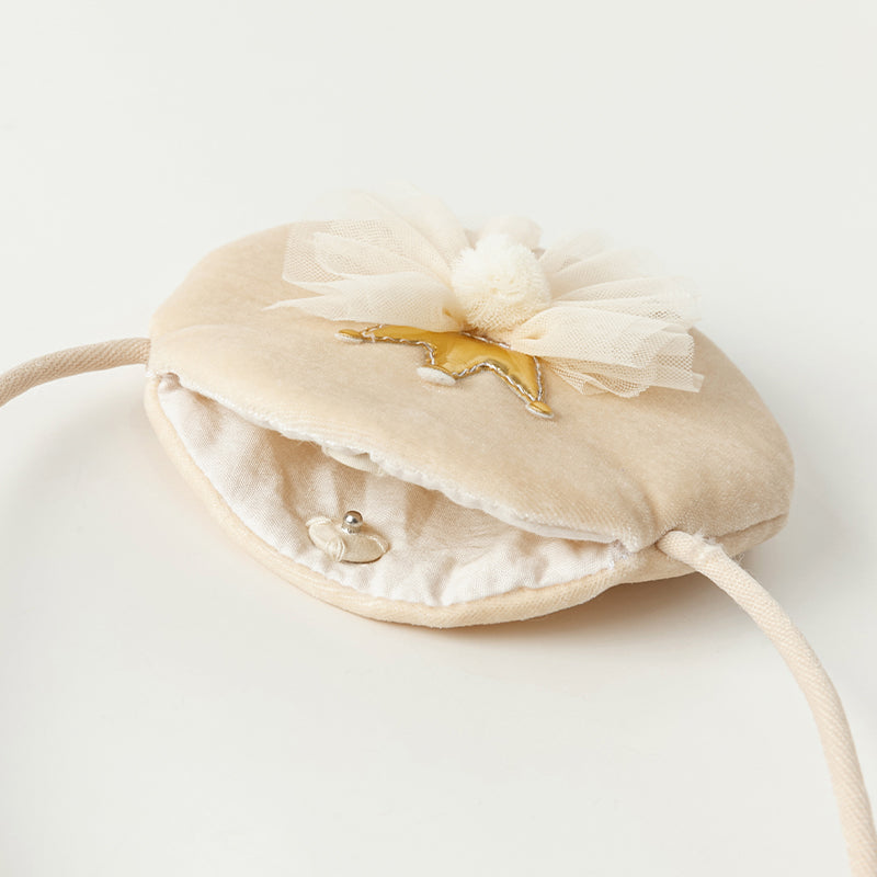 فستان بنات بأكمام طويلة مخمل مشمشي تنورة تول بنقشة نجمية تصميم أميري