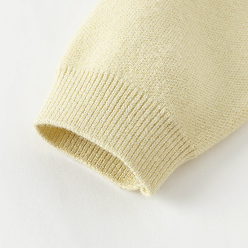 فستان بنات بأكمام طويلة باللون الأصفر بقماش محبوك وتنورة تول، ستايل كاجوال راقٍ