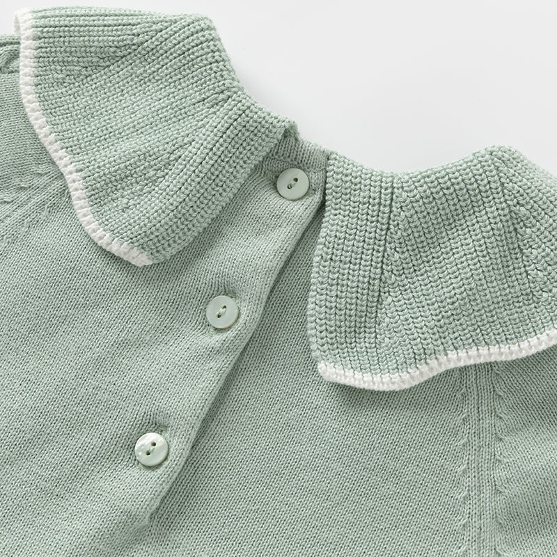 فستان بنات بأكمام طويلة باللون الأخضر المائي من قماش محبوك وتنورة تول تصميم أميري