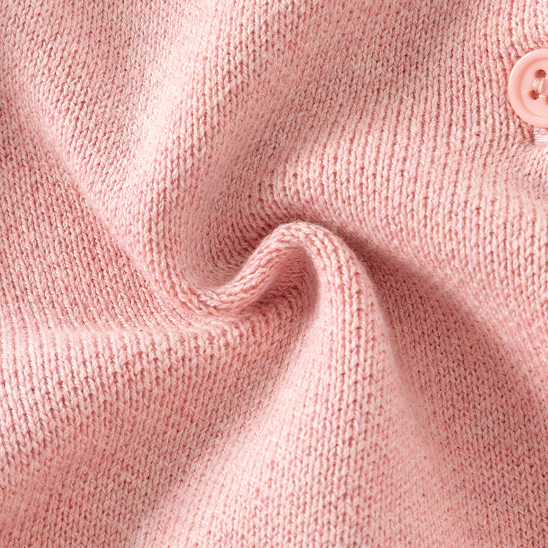 فستان بنات طويل الأكمام من قماش محبوك باللون الوردي بأسلوب لطيف مع تنورة تول بأسلوب أميرة