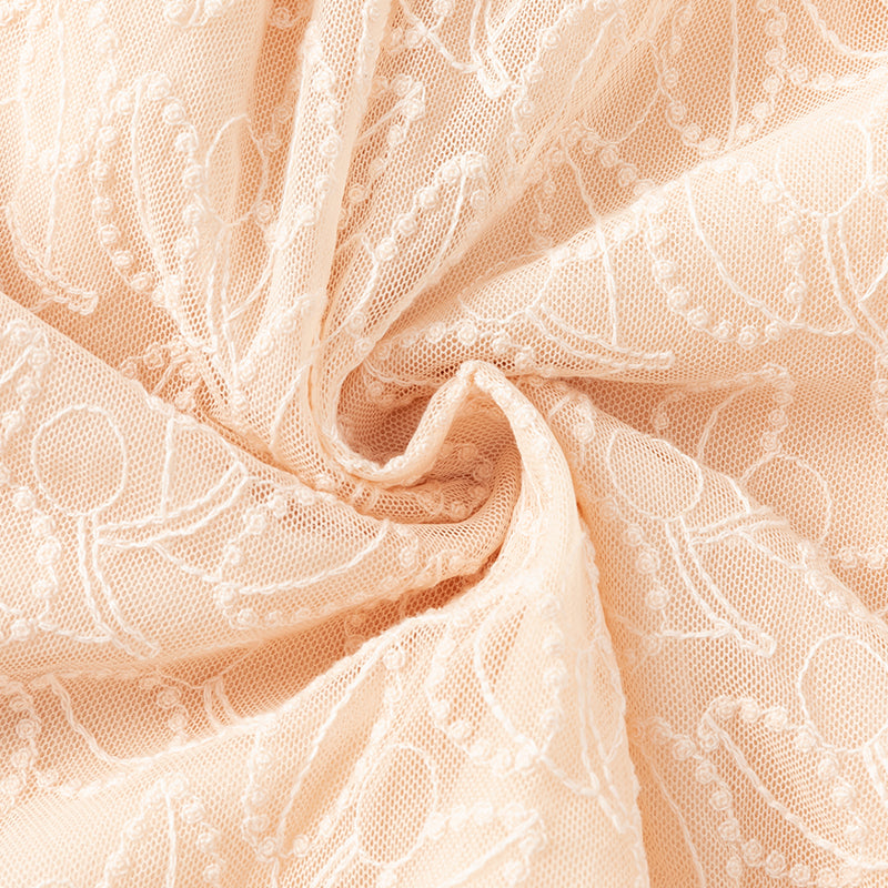 فستان بنات طويل الأكمام من التول باللون الوردي الفاتح بأسلوب أنيق