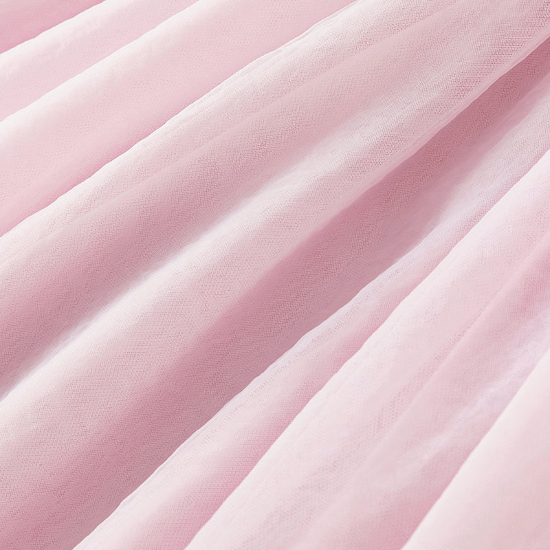 فستان بنات طويل الأكمام من التول باللون الأرجواني الوردي بأسلوب صيني عصري (يشمل حقيبة كروس)