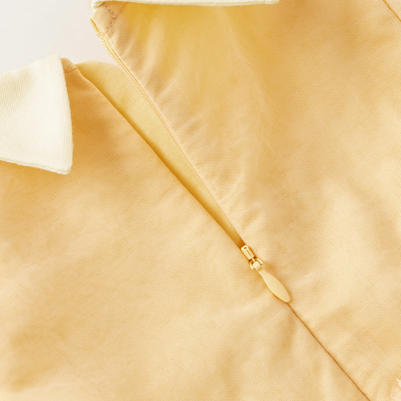 فستان بنات طويل الأكمام من التول باللون البرتقالي بأسلوب لطيف(يشمل حقيبة كروس)