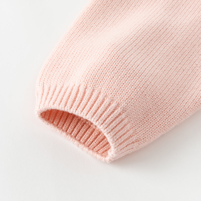 فستان بنات بأكمام طويلة من قماش محبوك باللون الخمري/الوردي الفاتح مع تنورة تول متعددة الطبقات بأسلوب غير رسمي