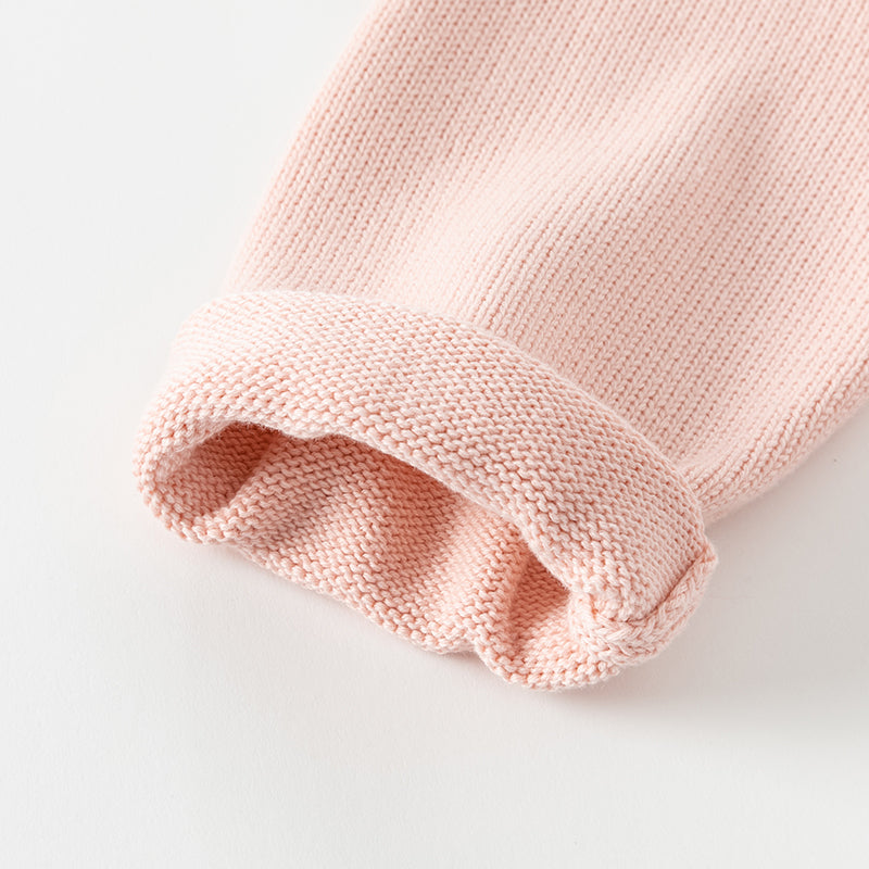 فستان بنات بأكمام طويلة من قماش محبوك باللون الخمري/الوردي الفاتح مع تنورة تول متعددة الطبقات بأسلوب غير رسمي