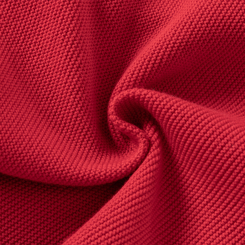 فستان أميرة للأطفال بأكمام طويلة من التريكو الأحمر مع تنورة من التول، مزين بنقاط حمراء على شكل قلوب