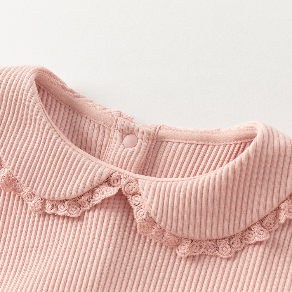 فستان أميرة للأطفال على شكل A بأكمام طويلة من التريكو الوردي مع تنورة من التول، مزود بكتفية مطابقة للزينة