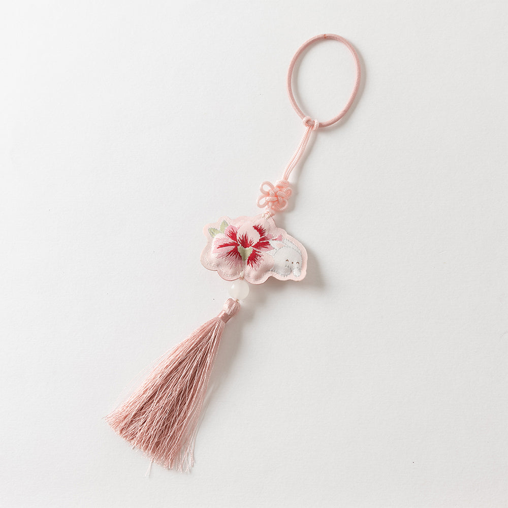 فستان بنات طويل الأكمام من التول باللون الأحمر الداكن بأسلوب صيني عصري (يشمل زينة تدلي من الخيوط الصينية)