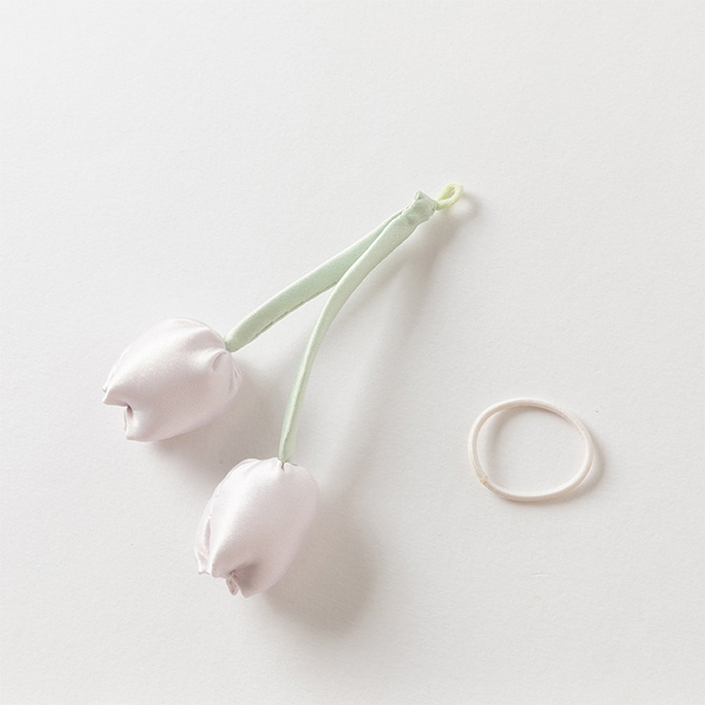 فستان بنات بأكمام طويلة من التول بالبنفسجي الفاتح مع طباعة أزهار الهيدرانجيا بأسلوب صيني عصري